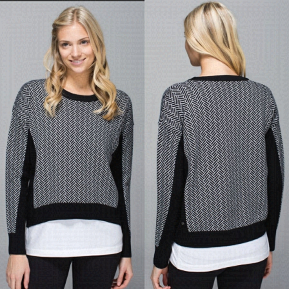 Lululemon Yogi Crew Sweater Black / White Merino Wool